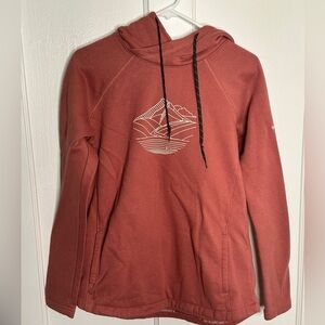 Women's Salmon Hoodie Sweatshirt with Mountain Graphic
